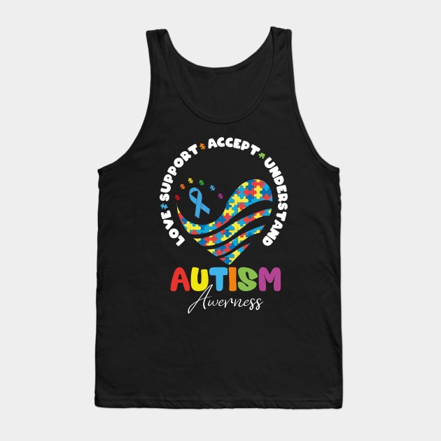 Autism Spectrum Love Support Accept Understand Autism Awareness T-Shirts Tank Top by GShow